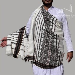 White Handmade Sindhi Thar Woolen Shawl