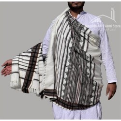 White Handmade Sindhi Thar Woolen Shawl