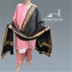 Women Shawl Black and Golden Self Embroidery