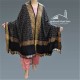Women Shawl Black and Golden Self Embroidery