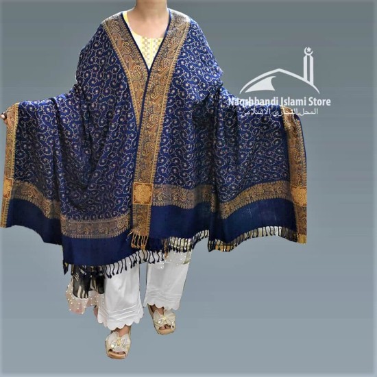 Women Navy Blue Full Embroidered Kashmiri Shawl