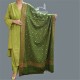 Women Shawl Acro Green Golden Patches Embroidered Four Corners