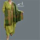 Women Shawl Acro Green Golden Patches Embroidered Four Corners