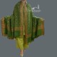 Women Shawl Acro Green Golden Patches Embroidered Four Corners