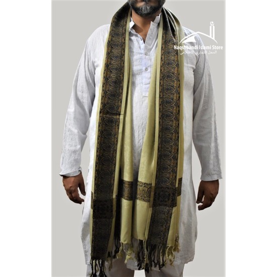 Baghdadi Shawl Sufi Muslim Skin Cream Kashmiri Pashmina Shawl Wool Woven Embroidery