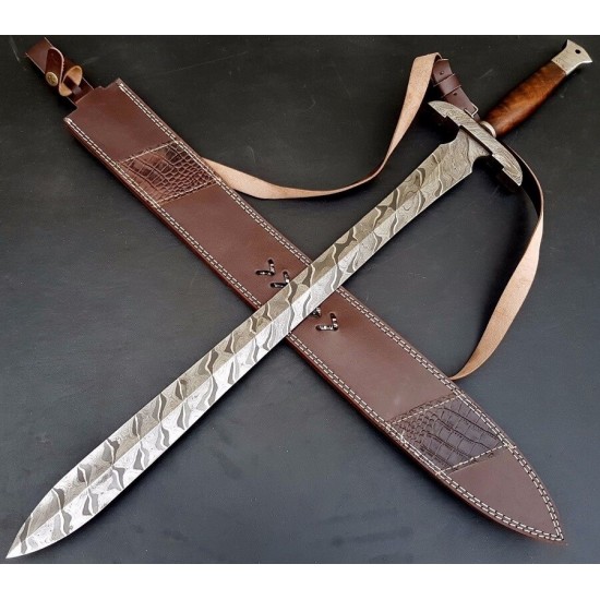 NS-111 CUSTOM HANDMADE 35 Inches Rose Wood Handle Beautiful Sword