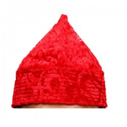 Red Naqshbandi Sufi Kufi Cone Taj – Handcrafted Velvet Imamah Cap with Ottoman Embroidery | Naqshbandi Hat for Turban Wrapping