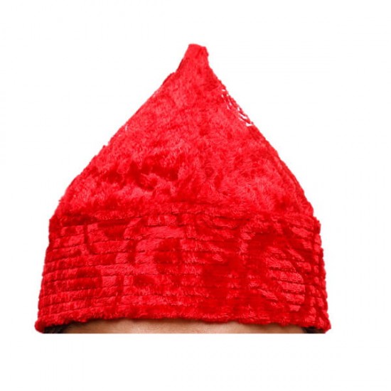 Red Naqshbandi Sufi Kufi Cone Taj – Handcrafted Velvet Imamah Cap with Ottoman Embroidery | Naqshbandi Hat for Turban Wrapping