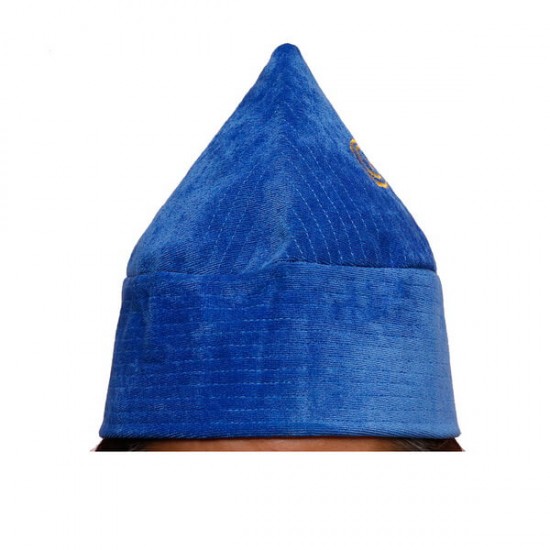 Kufi Cone Taj — Sky Blue | Handcrafted Velvet Naqshbandi Sufi Imamah Cap with Ottoman Embroidery | Naqshbandi Hat for Turban Wrapping
