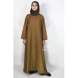 Button-Front Abaya – Camel Brown | Elegant Modest Wear for Everyday & Occasions