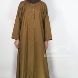 Button-Front Abaya – Camel Brown | Elegant Modest Wear for Everyday & Occasions