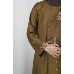 Button-Front Abaya – Camel Brown | Elegant Modest Wear for Everyday & Occasions