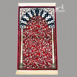 Al Rawdah Patterns with Mehrab Al Nabawi Prayer Mat - Red Color