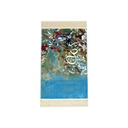 Modern Art Arabic calligraphy prayer mat - light blue color