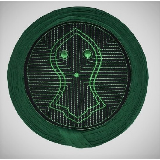 Handmade Green Nalain Imama Hat 7 Meters Green Wrapping on Black Cap