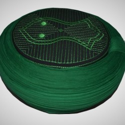Handmade Green Nalain Imama Hat 7 Meters Green Wrapping on Black Cap