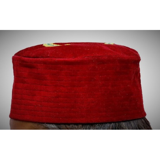 Kufi Nalain Cap Red Sufi Muslim Hat