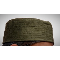 Henna Green Nalain Kufi Cap – Embroidered Velvet Hat with Blessed Symbol of the Prophet ﷺ
