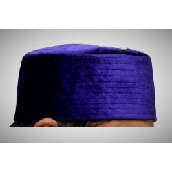 Purple Nalain Kufi Cap – Embroidered Velvet Hat with Blessed Symbol of the Prophet ﷺ