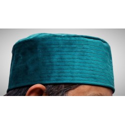 Sea Green Nalain Kufi Cap – Embroidered Velvet Hat with the Blessed Symbol of the Prophet ﷺ