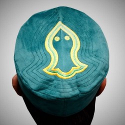 Sea Green Nalain Kufi Cap – Embroidered Velvet Hat with the Blessed Symbol of the Prophet ﷺ