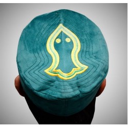 Sea Green Nalain Kufi Cap – Embroidered Velvet Hat with the Blessed Symbol of the Prophet ﷺ