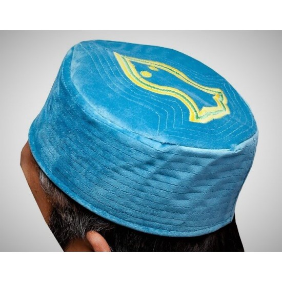 Kufi Nalain Cap Blue Sufi Muslim Hat