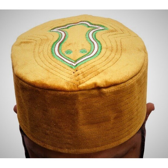 Kufi Nalain Cap Yellow Sufi Muslim Hat