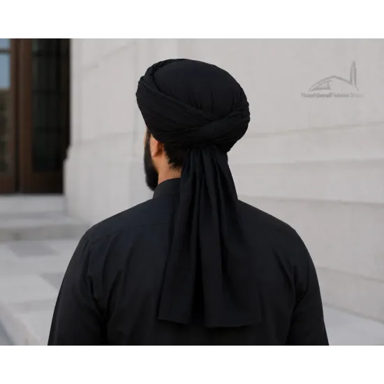 Black Turban Cloth for Imama and Dastar – Traditional Cotton Islamic Headwear Fabric