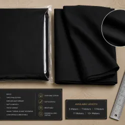 Black Turban Cloth for Imama and Dastar – Traditional Cotton Islamic Headwear Fabric