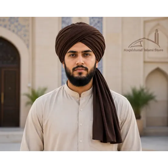 Brown Turban Cloth for Imama and Dastar – Traditional Cotton Islamic Headwear Fabric