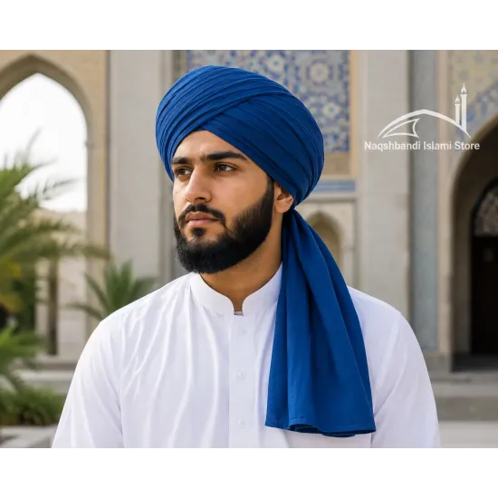 Dark Blue Turban Cloth for Imama and Dastar – Traditional Cotton Islamic Headwear Fabric