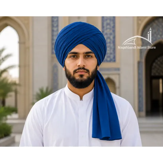 Dark Blue Turban Cloth for Imama and Dastar – Traditional Cotton Islamic Headwear Fabric