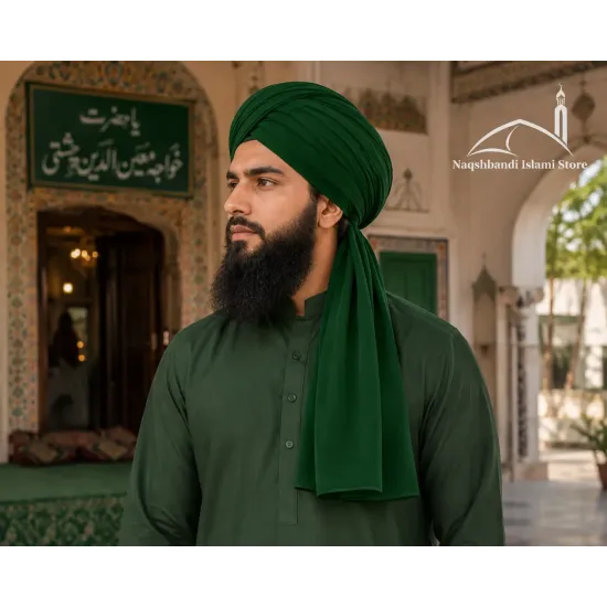 Dark Green Turban Cloth for Imama and Dastar – Traditional Islamic Cotton Fabric