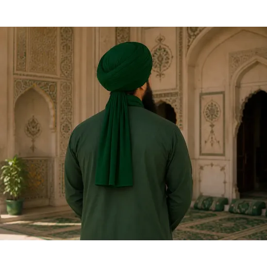 Dark Green Turban Cloth for Imama and Dastar – Traditional Islamic Cotton Fabric