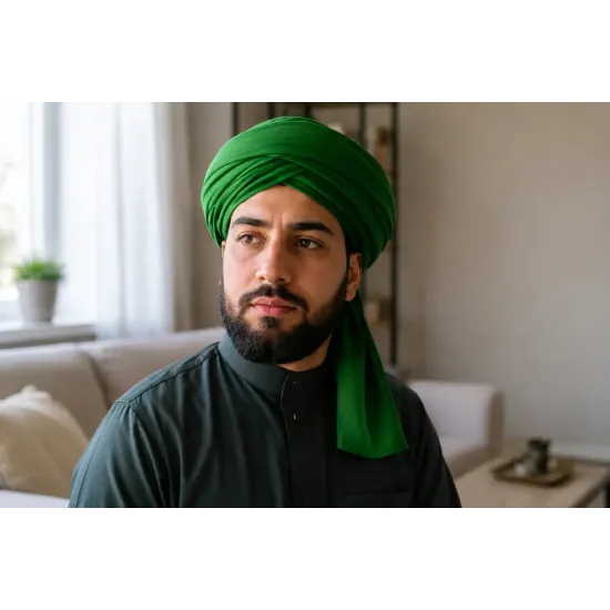 Green Turban Cloth for Imama and Dastar – Traditional Islamic Cotton Fabric