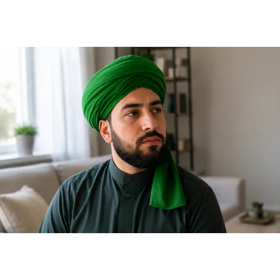 Green Turban Cloth for Imama and Dastar – Traditional Islamic Cotton Fabric