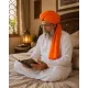 Orange Turban Cloth for Imama and Dastar – Traditional Islamic Cotton Fabric