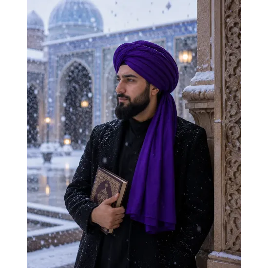 Purple Turban Cloth for Imama and Dastar – Traditional Islamic Cotton Fabric