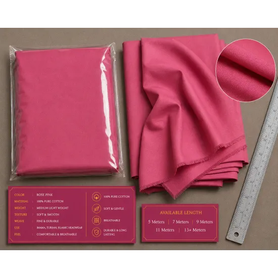 Rose Pink Turban Cloth for Imama and Dastar – Traditional Cotton Headwear Fabric
