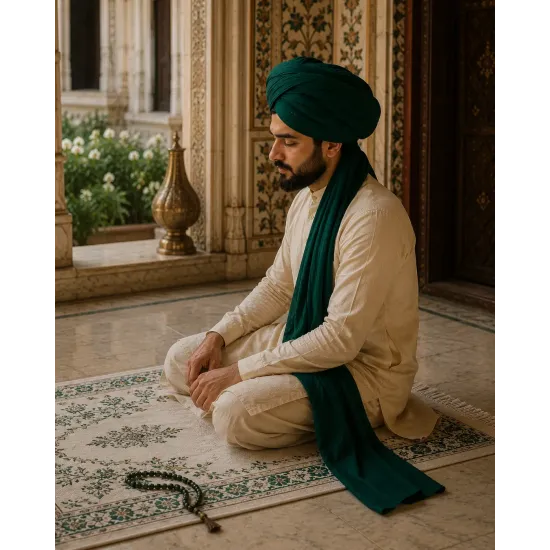 Sea Green Turban Cloth for Imama and Dastar – Traditional Islamic Cotton Fabric