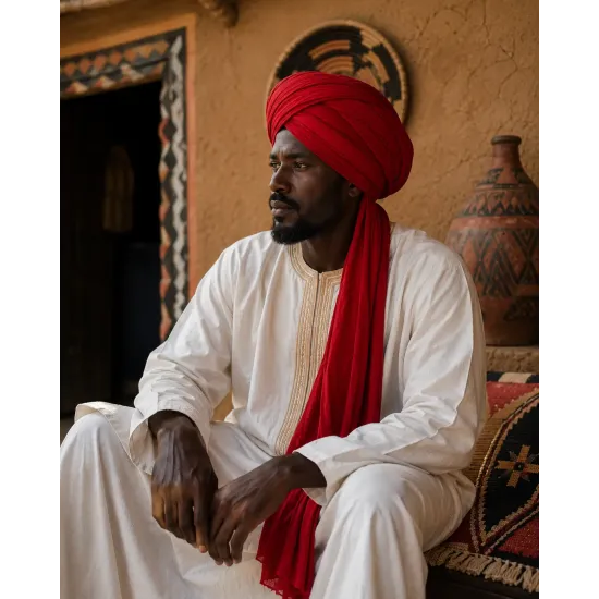 Solid Red Turban Cloth for Imama and Dastar – Traditional Islamic Cotton Fabric