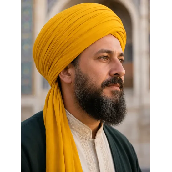 Yellow Turban Cloth for Imama and Dastar – Traditional Islamic Cotton Fabric