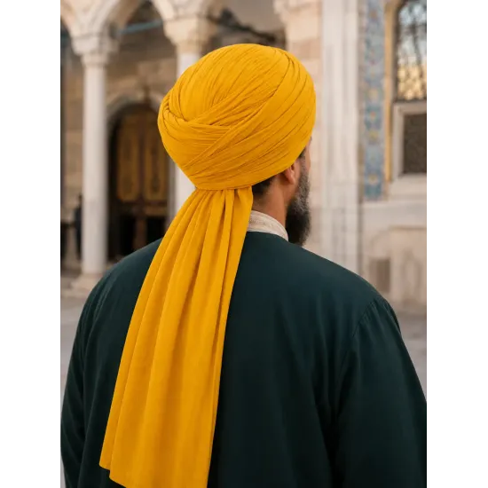 Yellow Turban Cloth for Imama and Dastar – Traditional Islamic Cotton Fabric
